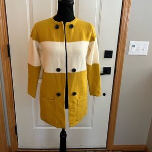 New women’s Anthropologie La Fee Verte yellow stripe cardigan sweater jacket.PXS
